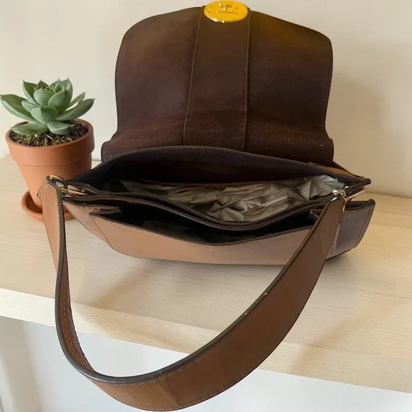 Michael Kors Shoulder Bag Womens Small Luggage Brown Excellent MK Logo Leather - Picture 12 of 14